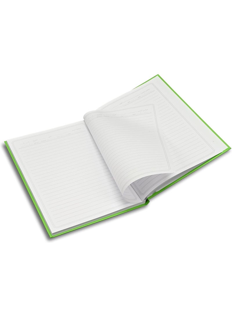 FIS Oman Design Hard Cover Notebook, Glued Binding, 180x250mm, 80 Sheets (160 Pages), White Paper, Single Ruled with Border, Arabic, Pack of 5, Neon Green - FSNBOM80NGR - Image 4